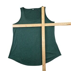 Womens Heathered Green Tank Top Size L Scoop Neck Sleeveless Casual